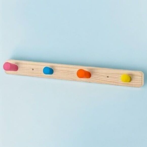 IKEA FLISAT Kids Knob Solid Wood Rack with 4 Colorful Cone-Shaped Knobs 18 ½ " - Picture 5 of 6